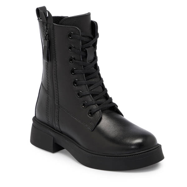 Siyah Deri Kadın Bot - K25K1BT68227-A23 - 1