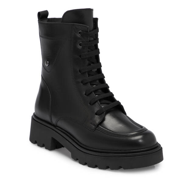 Siyah Deri Kadın Bot - K25K1BT68238-A23 