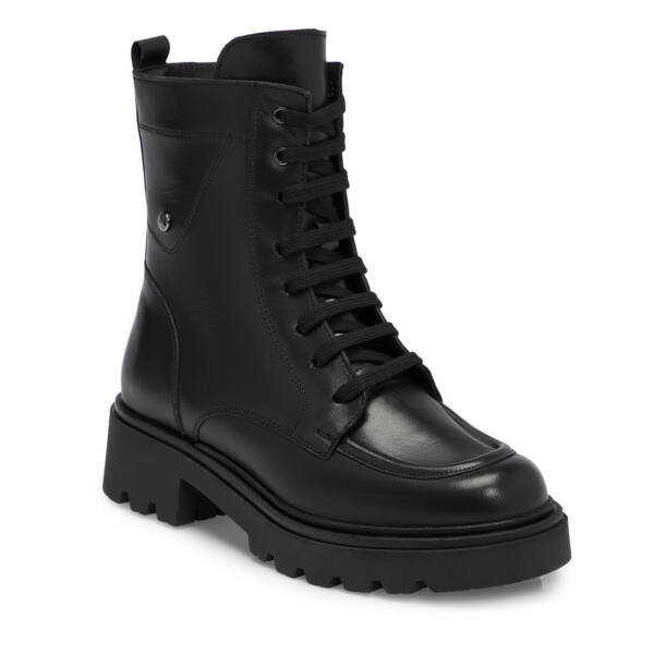 Siyah Deri Kadın Bot - K25K1BT68238-A23 - 1