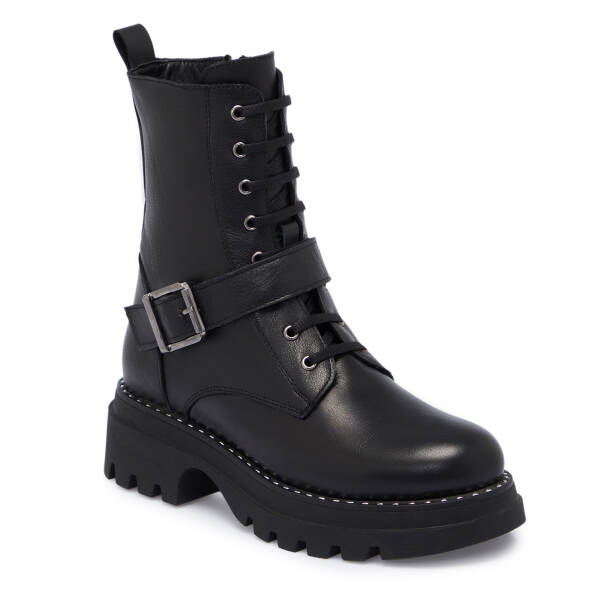 Siyah Deri Kadın Bot - K25K1BT68302-A23 