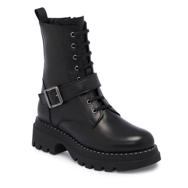 Siyah Deri Kadın Bot - K25K1BT68302-A23 - 1