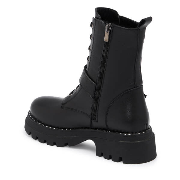 Siyah Deri Kadın Bot - K25K1BT68302-A23 - 2