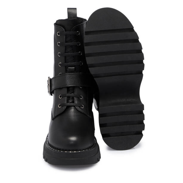 Siyah Deri Kadın Bot - K25K1BT68302-A23 - 4