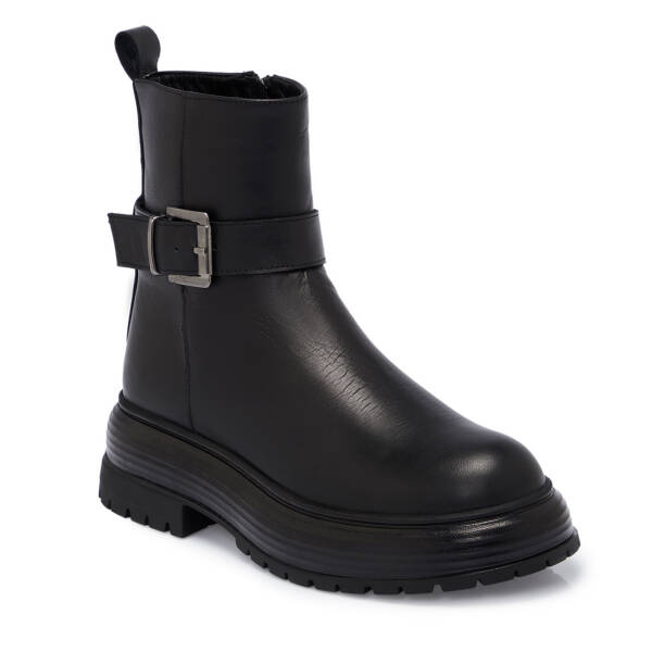 Siyah Deri Kadın Bot - K25K1BT68305-A23 - 1