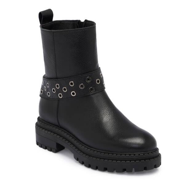 Siyah Deri Kadın Bot - K25K1BT68325-A41 - 1