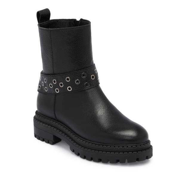 Siyah Deri Kadın Bot - K25K1BT68325-A41 - 1