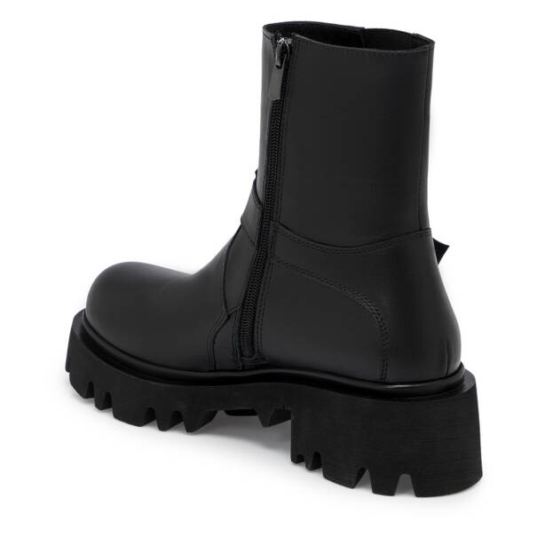 Siyah Hakiki Deri Kadın Bot - K25K1BT68458-A23 - Tergan