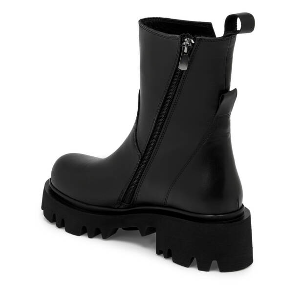 Siyah Hakiki Deri Kadın Bot - K25K1BT68461-A23 - Tergan