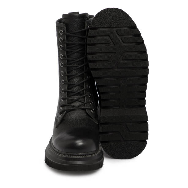 Siyah Hakiki Deri Kadın Bot - K25K1BT68511-A23 - Tergan