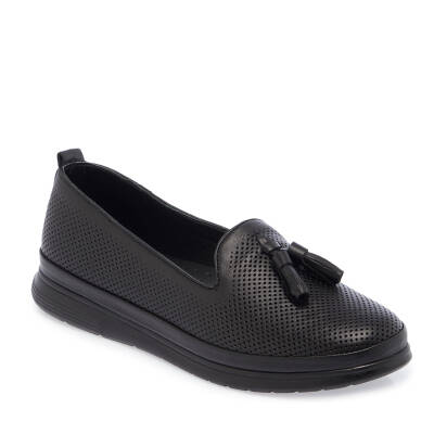  Siyah Deri Kadın Casual Ayakkabı - K24I1AY67199-A23 
