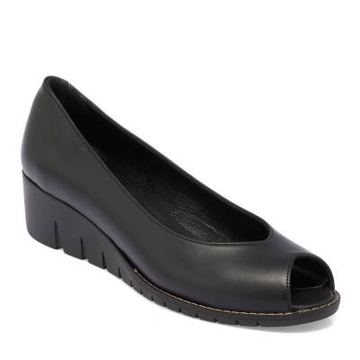  Siyah Deri Kadın Casual Ayakkabı - K24I1AY67287-A23 