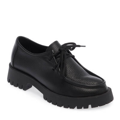  Siyah Deri Kadın Casual Ayakkabı - K24I1AY67315-A41 