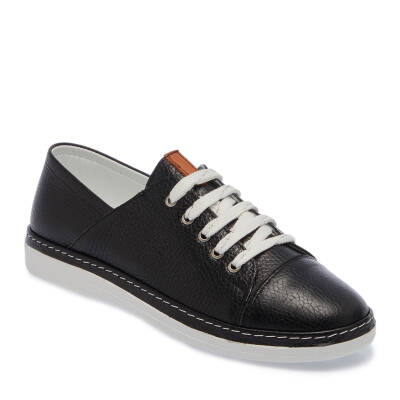  Siyah Deri Kadın Casual Ayakkabı - K24I1AY67358-A41 
