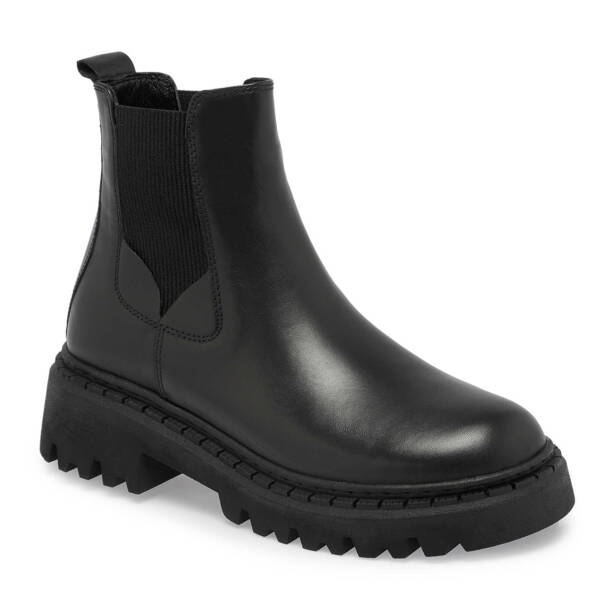 Siyah Deri Kadın Casual Bot - K24K1BT67546-A23 