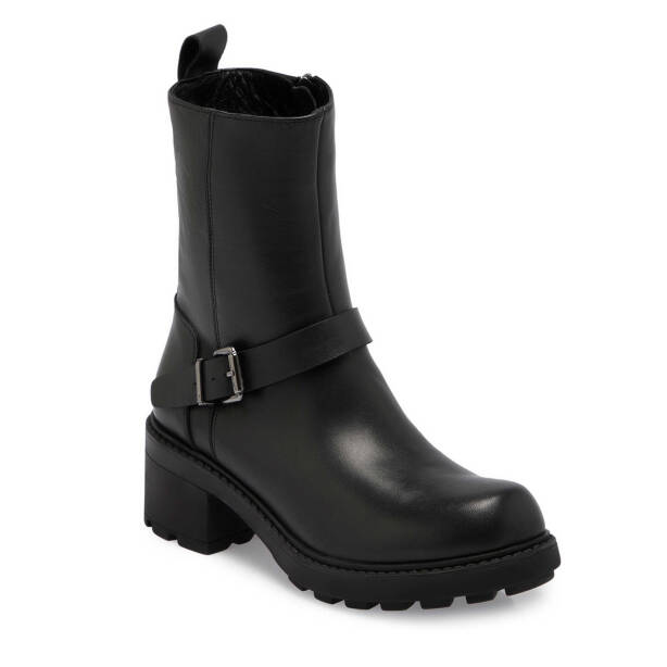Siyah Deri Kadın Casual Bot - K24K1BT67562-A23 