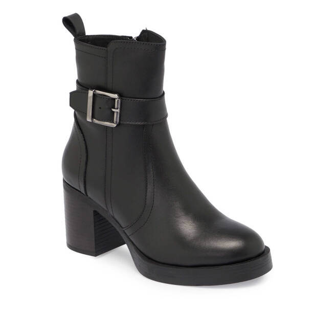 Siyah Deri Kadın Casual Bot - K24K1BT67623-A23 