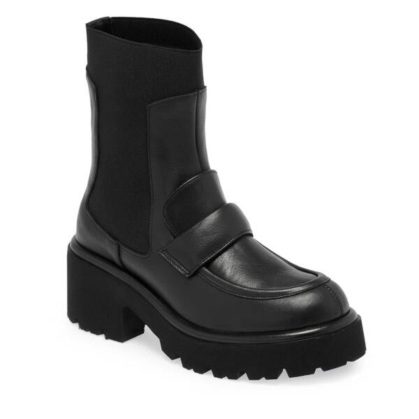 Siyah Deri Kadın Casual Bot - K24K1BT67693-A23 - 1