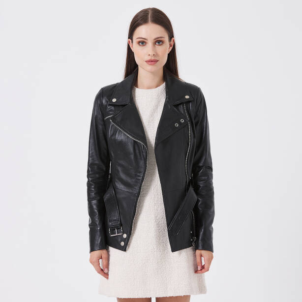 Siyah Deri Kadın Deri Ceket - K24IDM320436-Q3H - 4