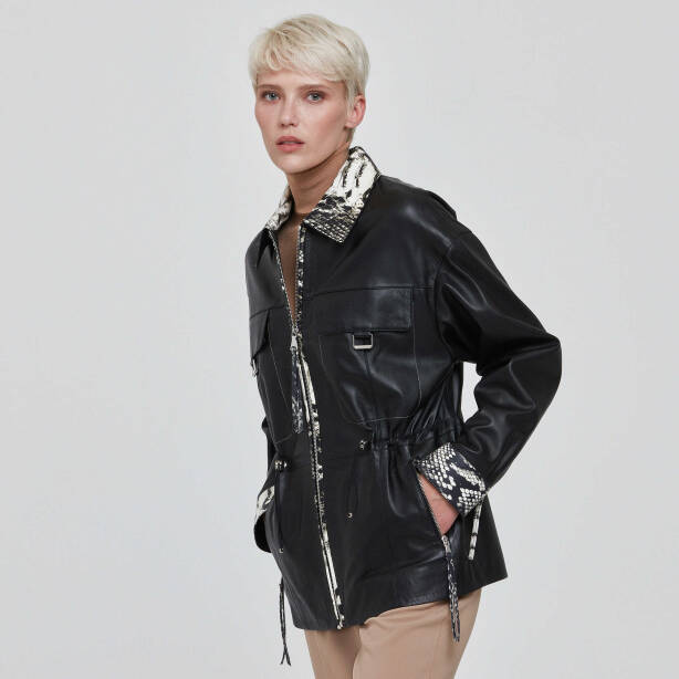 Siyah Deri Kadın Deri Mont - K22KDM320288-Q3H - 2