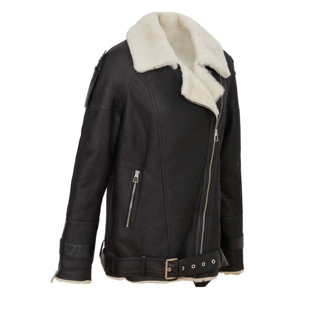 Siyah Deri Kadın Deri Mont - K22KKM320353-T8X - Tergan