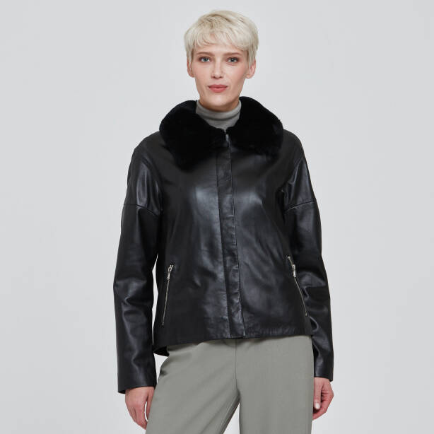 Siyah Deri Kadın Deri Mont - K23BDM320372-Q3H - 1