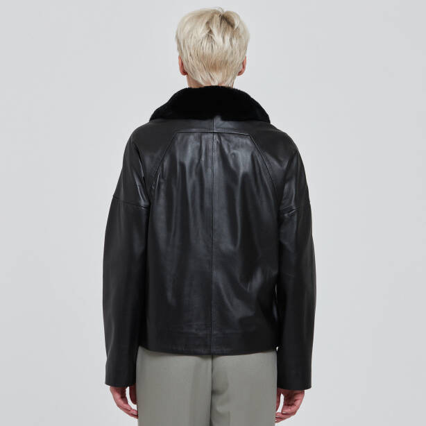 Siyah Deri Kadın Deri Mont - K23BDM320372-Q3H - 4