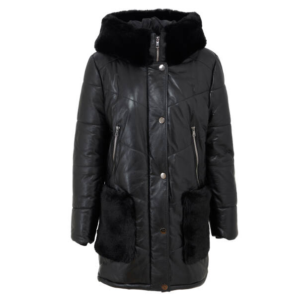 Siyah Deri Kadın Deri Mont - K23BDM320375-Q3H - 1