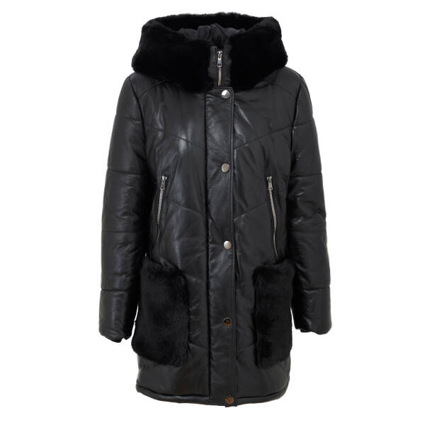 Siyah Deri Kadın Deri Mont - K23BDM320375-Q3H - 1