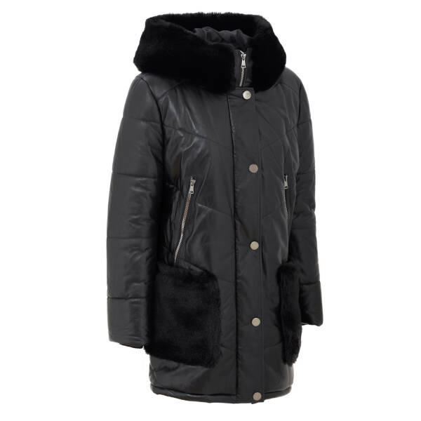 Siyah Deri Kadın Deri Mont - K23BDM320375-Q3H - 2