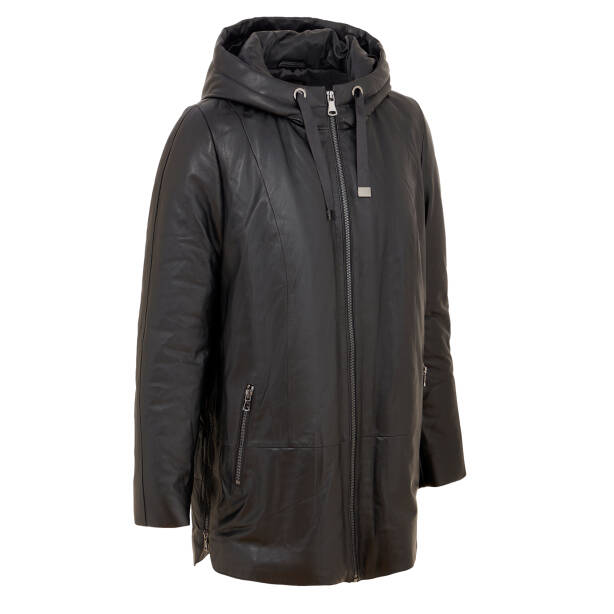 Siyah Deri Kadın Deri Mont - K23KDM320368-Q3H - 2