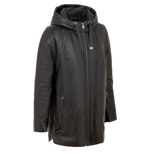 Siyah Deri Kadın Deri Mont - K23KDM320368-Q3H - 2