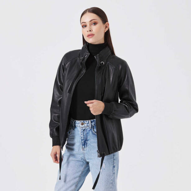 Siyah Deri Kadın Deri Mont - K23KDM320400-Q3H - 2