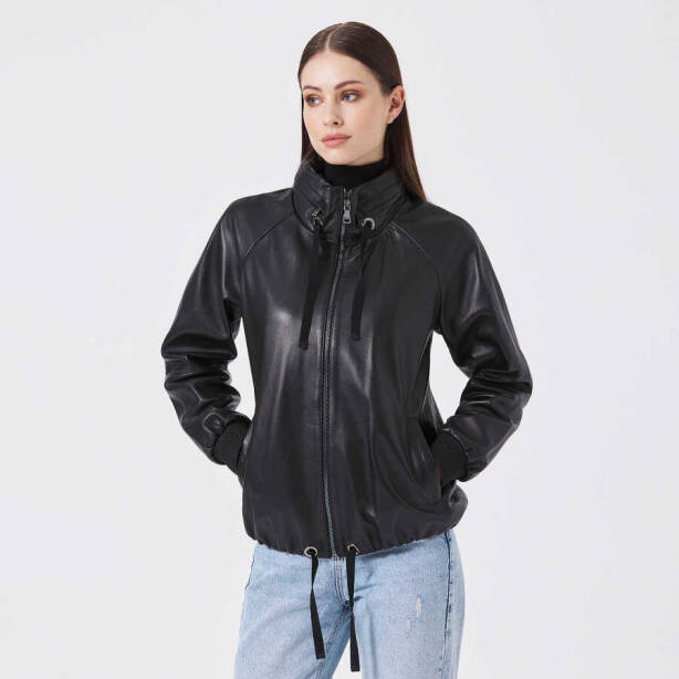 Siyah Deri Kadın Deri Mont - K23KDM320400-Q3H - 4