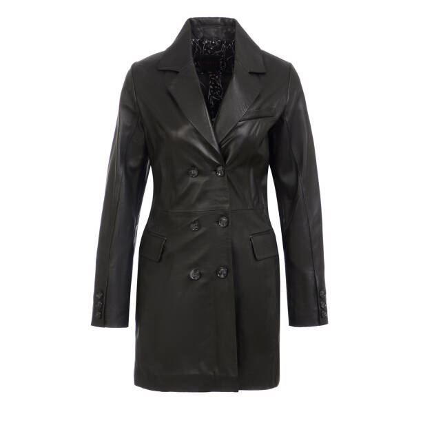 Siyah Hakiki Deri Kadın Deri Mont - K24KDM320450-Q3H 