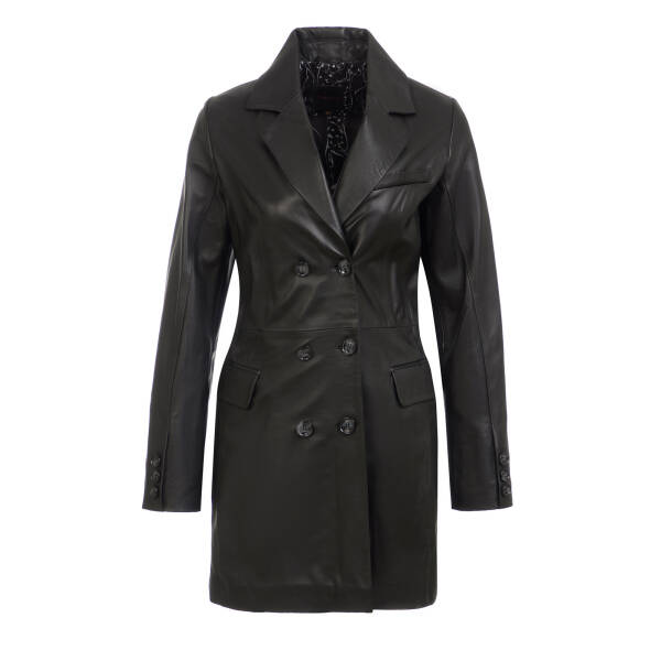 Siyah Hakiki Deri Kadın Deri Mont - K24KDM320450-Q3H - 1