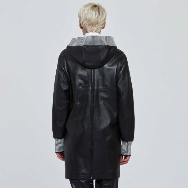 Siyah Hakiki Deri Kadın Deri Trençkot - K22KDM320284-Q3H - Tergan