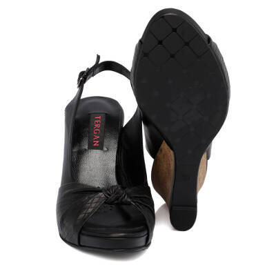  Siyah Deri Kadın Dolgu Topuklu Ayakkabı - K23Y1AY66703-A23 - 4