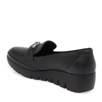 Siyah Deri Kadın Dolgu Topuklu Ayakkabı - K24I1AY67105-A23 - 2