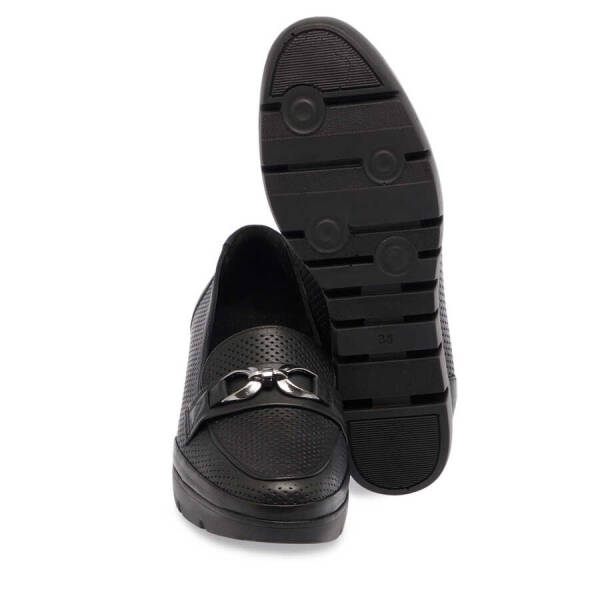 Siyah Hakiki Deri Kadın Dolgu Topuklu Ayakkabı - K24I1AY67105-A23 - 4