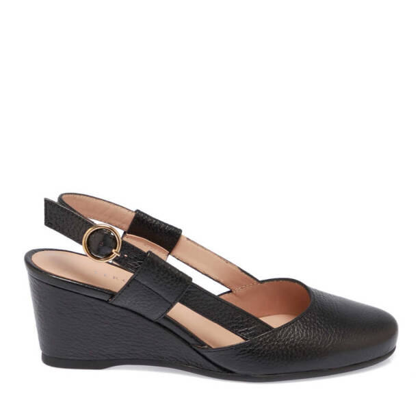 Siyah Hakiki Deri Kadın Dolgu Topuklu Ayakkabı - K24I1AY67171-A41 - 1