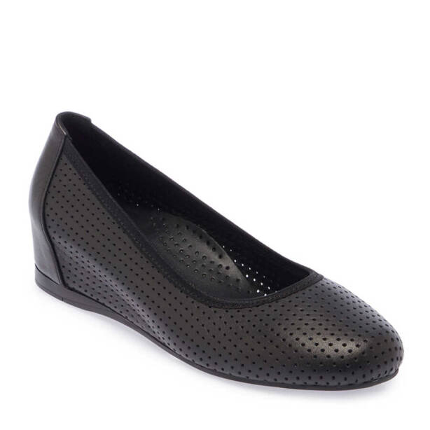 Siyah Hakiki Deri Kadın Dolgu Topuklu Ayakkabı - K24I1AY67302-A23 - 2