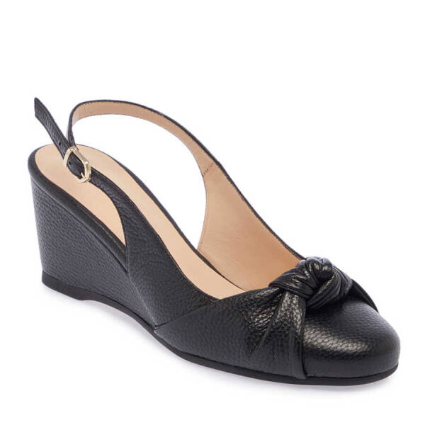 Siyah Hakiki Deri Kadın Dolgu Topuklu Ayakkabı - K24Y1AY67181-A23 - 2