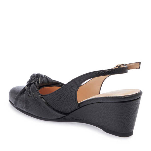 Siyah Hakiki Deri Kadın Dolgu Topuklu Ayakkabı - K24Y1AY67181-A23 - 3