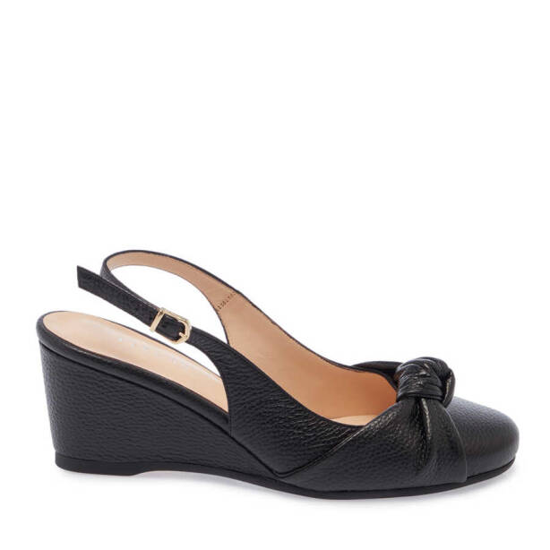Siyah Hakiki Deri Kadın Dolgu Topuklu Ayakkabı - K24Y1AY67181-A23 - 1