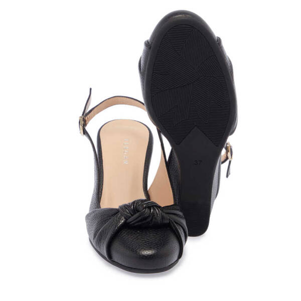 Siyah Hakiki Deri Kadın Dolgu Topuklu Ayakkabı - K24Y1AY67181-A23 - 4