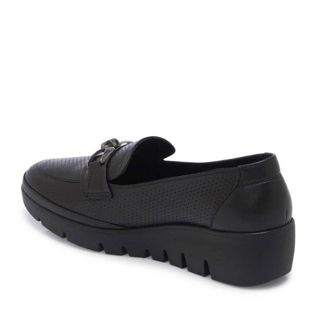 Siyah Hakiki Deri Kadın Dolgu Topuklu Ayakkabı - K25I1AY67845-A23 - 3