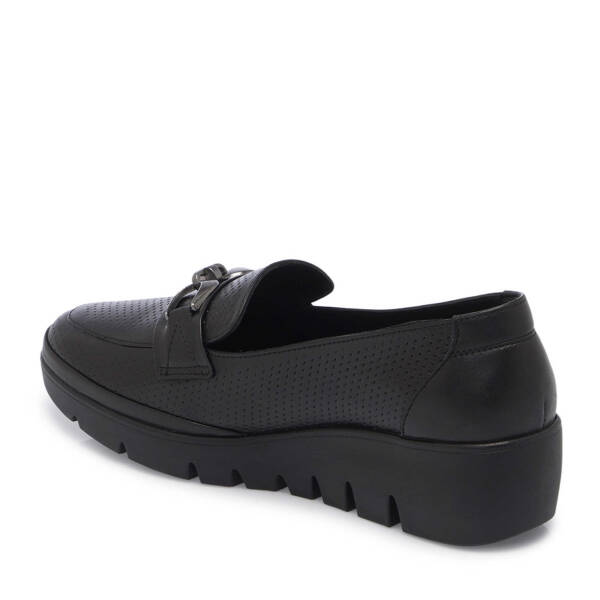 Siyah Hakiki Deri Kadın Dolgu Topuklu Ayakkabı - K25I1AY67845-A23 - 3