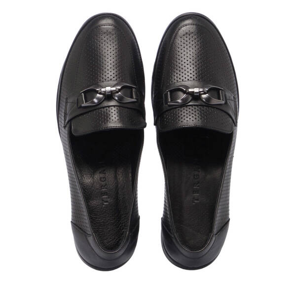 Siyah Hakiki Deri Kadın Dolgu Topuklu Ayakkabı - K25I1AY67845-A23 - 5