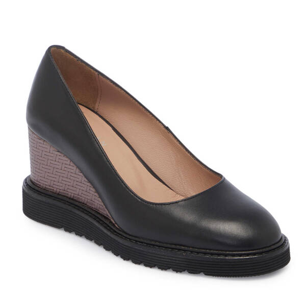 Siyah Hakiki Deri Kadın Dolgu Topuklu Ayakkabı - K25I1AY68092-A23 - 1