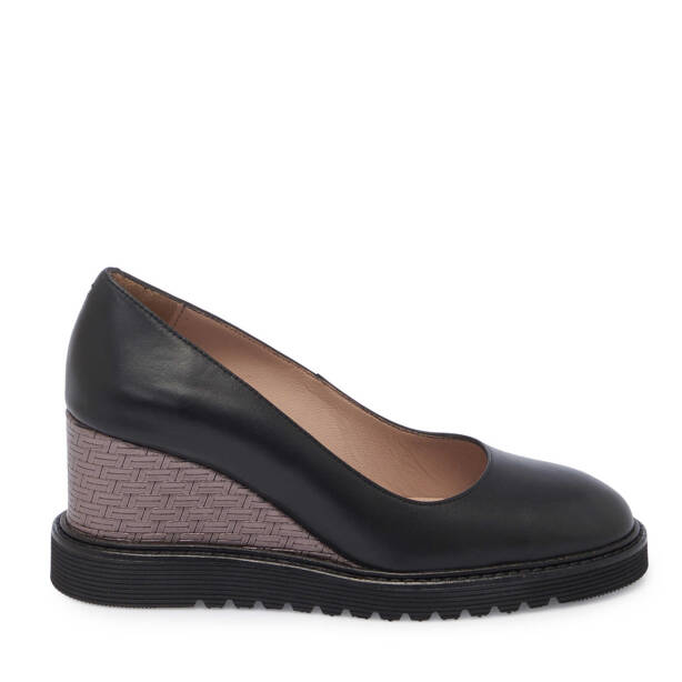 Siyah Hakiki Deri Kadın Dolgu Topuklu Ayakkabı - K25I1AY68092-A23 - 3